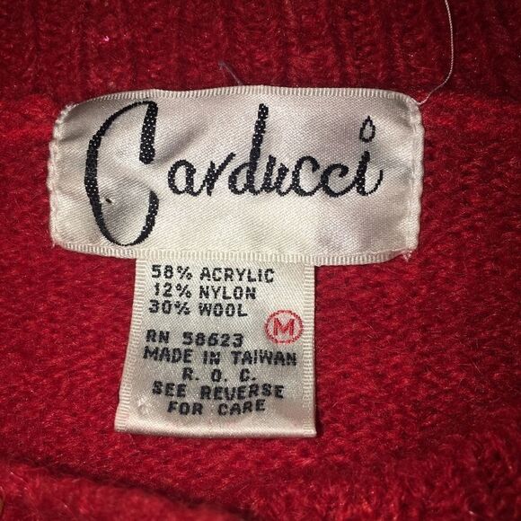 Vintage 80's Carducci Red Pom Cardigan Size Med - Picture 5 of 6